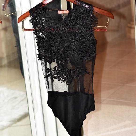 Banjul Other - Banjul Embroidered Lace Body Suit Black
